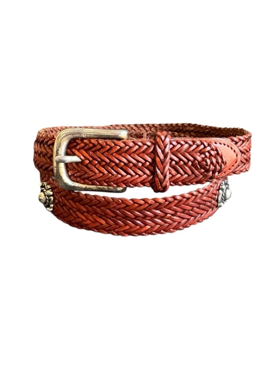 Vintage Brown Woven Leather Belt Braided Western Cowgirl Festival Womens Small‎ main image 12